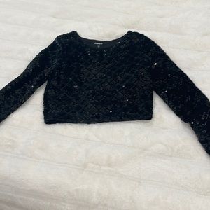 Express cropped black sequin top